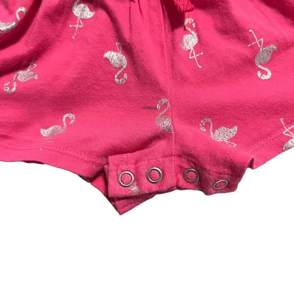 Children's Place 12-18m Pink Metallic Flamingo Romper